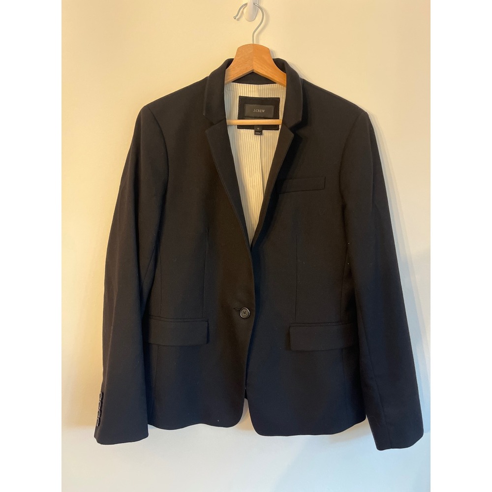 J.Crew Regent Blazer 10 Black Wool Blend Tailored Single Button Jacket